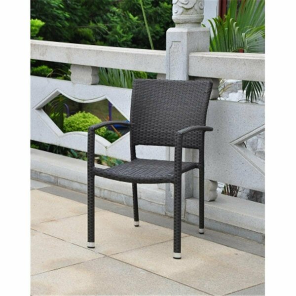 International Caravan 4210-SQ-BKA Bardelona Resin Wicker Square Back Dining Chair - Black 4210-SQ-1CH-BKA